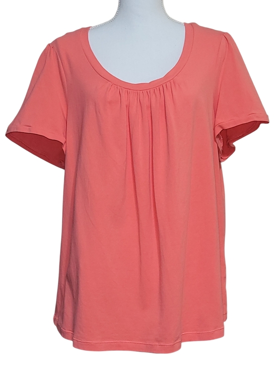 Lane Bryant Tops - Lane Bryant Modern Fit Coral Pleated Scoop Neck Tee